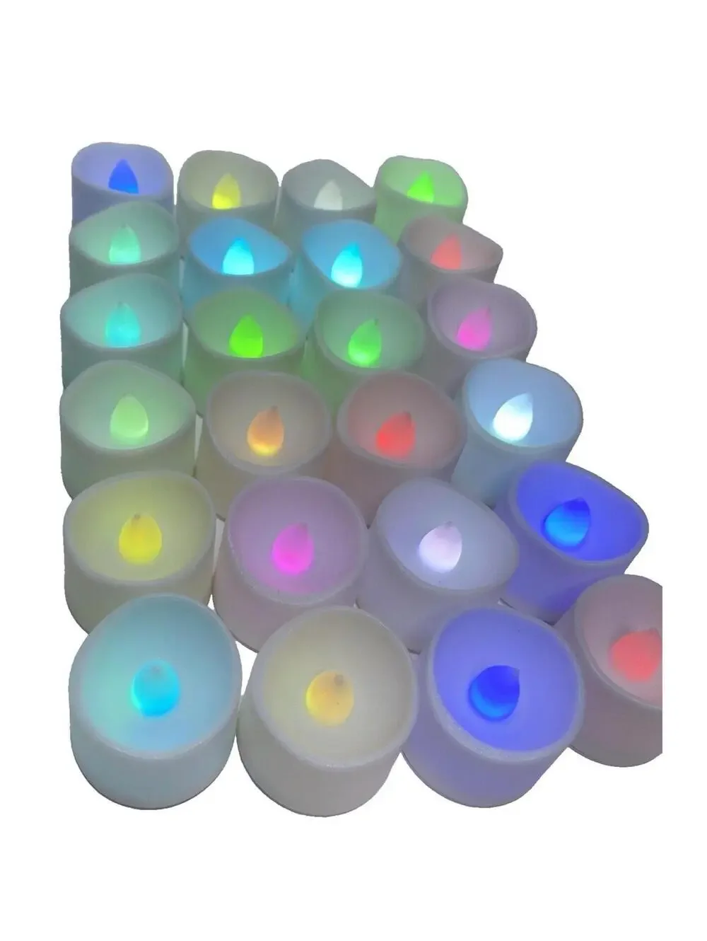 LED Tea Light Candles Multi-Colour Set of 24 Mini Candle Lights Red, Blue, Green